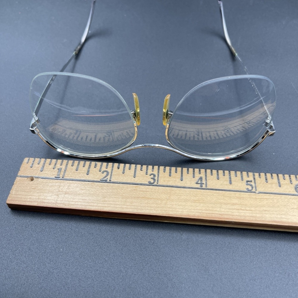 Vintage Tania Flair Optics Eyeglasses Frame Metal Silver Tone Japan RGP 135 - Picture 6 of 8